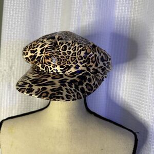 BCBGeneration Women’s 9” Round Hat Leopard Print Beret Cap